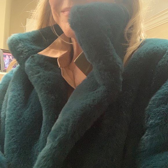 Donna Salyers fabulous furs deep teal faux fur jacket - Picture 5 of 10